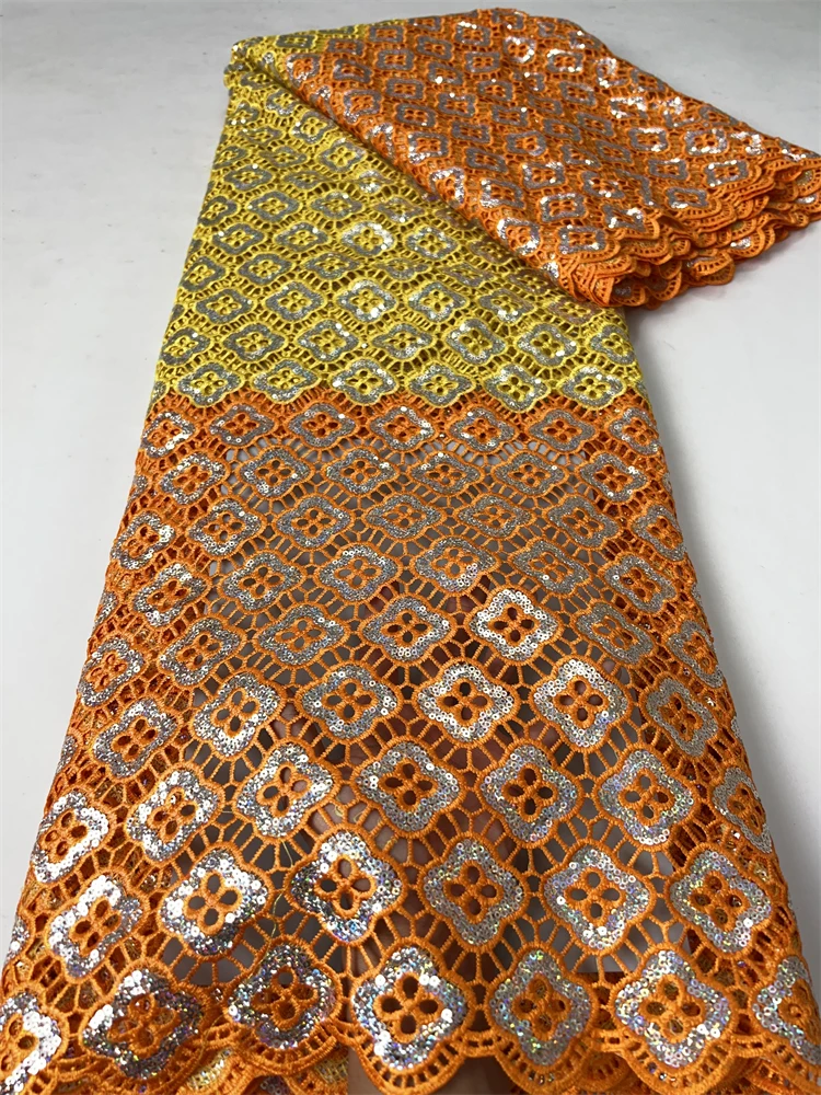 

Kalume африканская гипюровая кружевная ткань 2024 нигерийская вышитая кружевная ткань для повседневной носки 5 ярдов F3670
