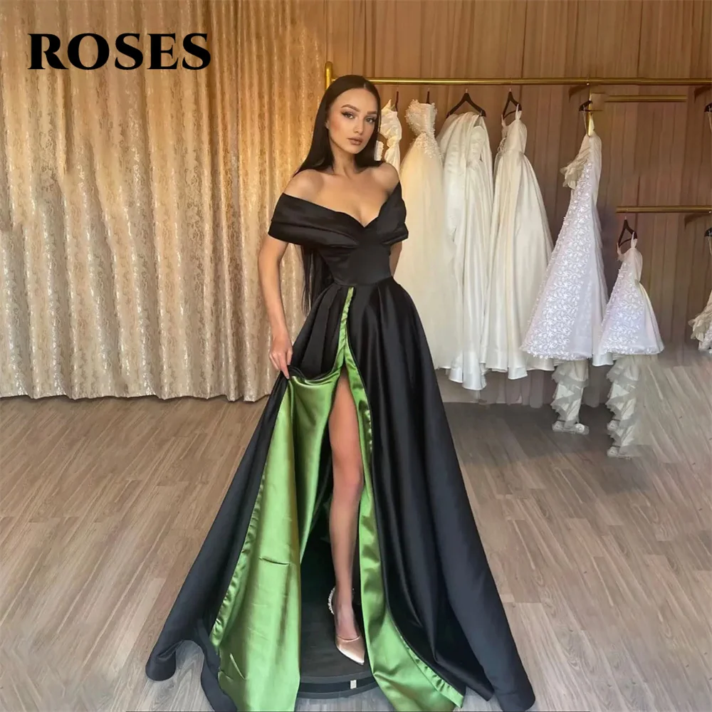 

Женское вечернее платье с открытыми плечами и V-образным вырезом