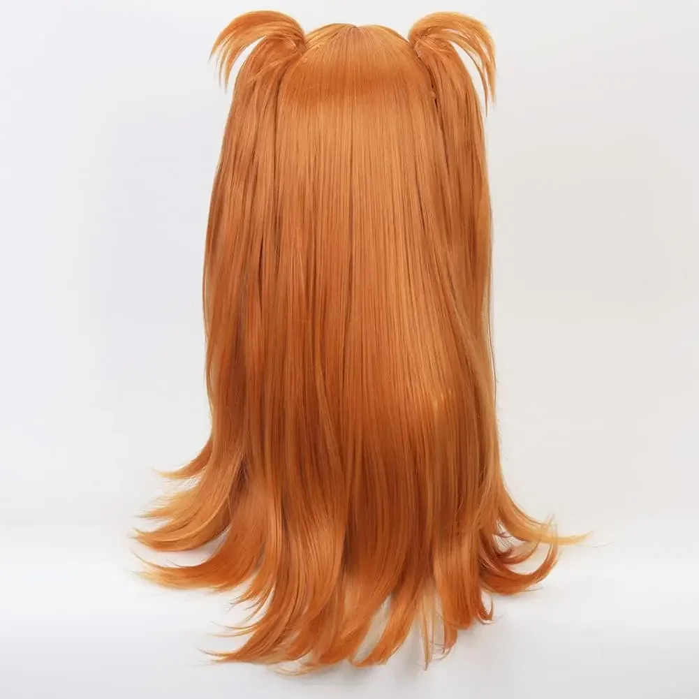Parrucca Asuka Langley Arancione Evangelion, Parrucca Cosplay Asuka Langley con Doppio Coda di Cavallo a Clip - immagine 5