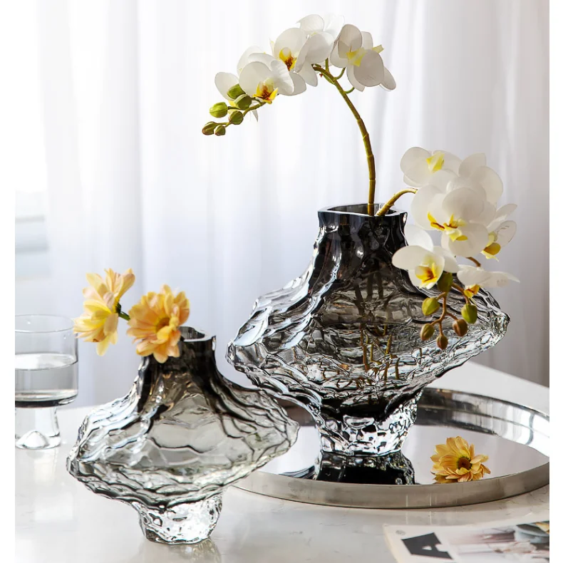 Luxury Nordic Minimalist Style Frosting Glass Vase Classic Home Living Room Decoration Stand For Flowers Decorative Vases Modern 2