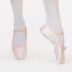 Satin Ballet Soft Shoes Leather Full-sole Beginner Ballet Flat Dance Slipper For Young Students Children NO.4S ballet shoes