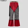 Fashion Casual Style Men's Trousers INCERUN Mesh Splicing Hollow Perspective Long Pant Streetwear Male Drawstring Pantalons 2025 5