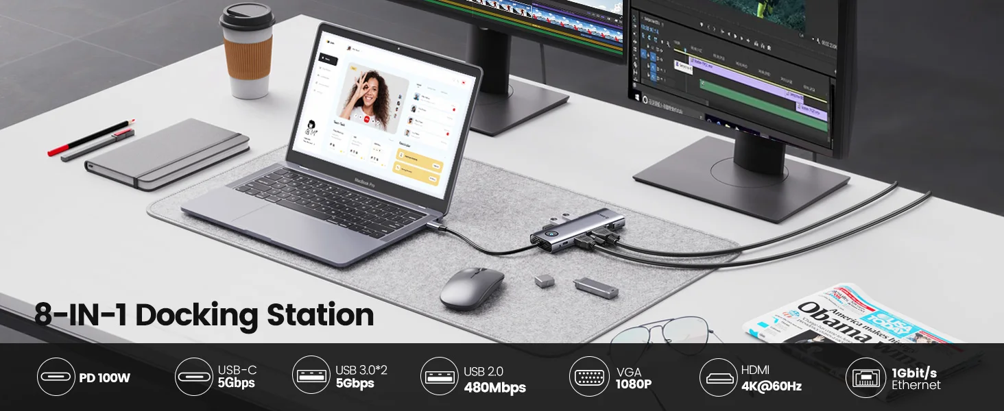 orico station de type hub usb adaptateur compatible hdmi séparateur sd tf pour macbook huawei mate