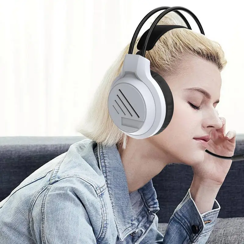 Gamer Headphones Over-Ear Wired Headset Video Games Headsets With Adjustable Mic Computer Headset For Laptop Computer Video