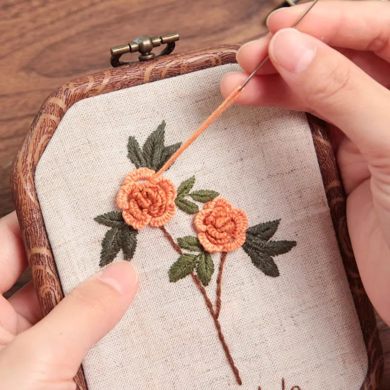 Handmade Embroidery DIY Bag for Beginners with 3D Flowers