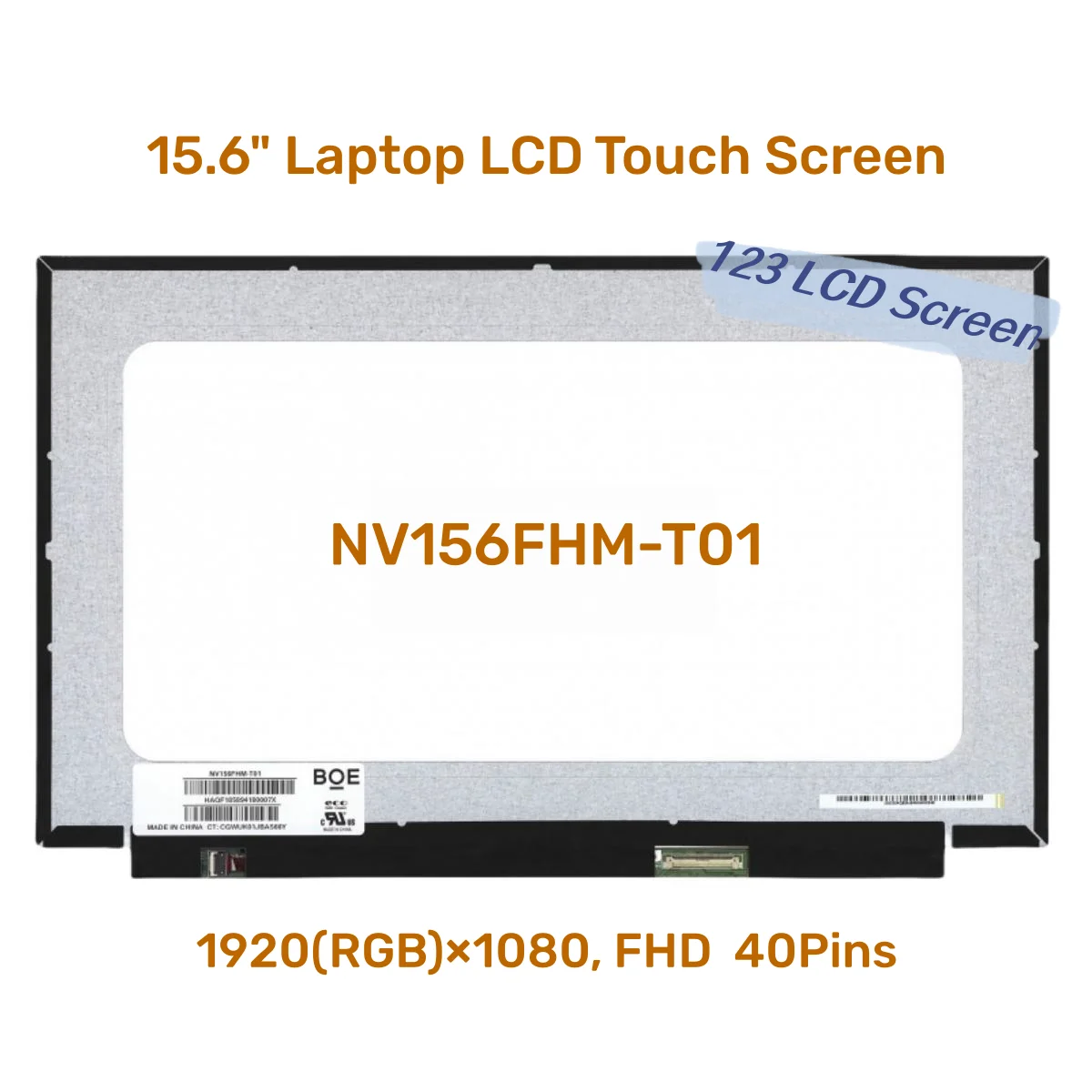 FHD IPS LCD 온셀 터치 스크린 패널 매트릭스 어셈블리, B156HAK02.0 HW4A NV156FHM-T01, 15.6 인치, 1920x1080, 40 핀, 60 Hz