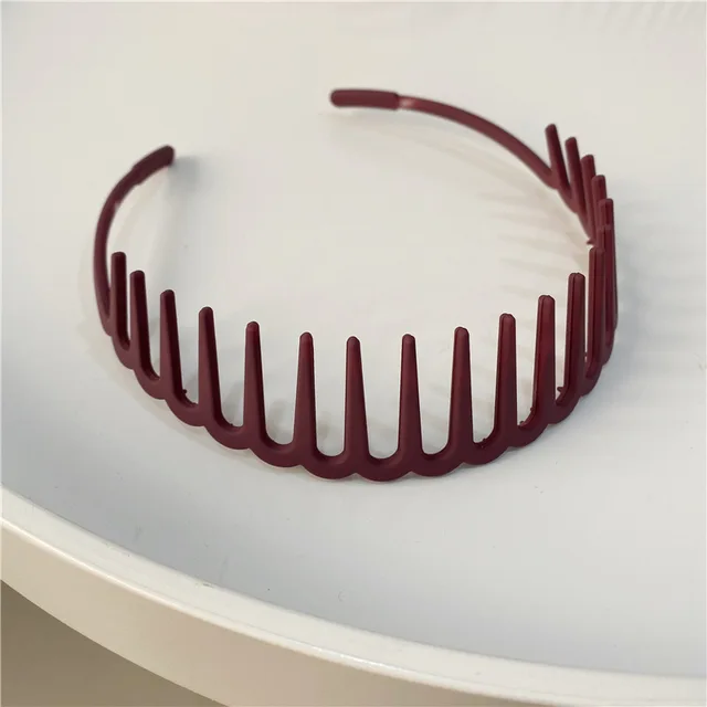 Fashion Simple Headdress Solid Color Resin Hair Comb Hairbands Headband Hair Hoop Bezel With Teeth Hair Accessories For Women Purple