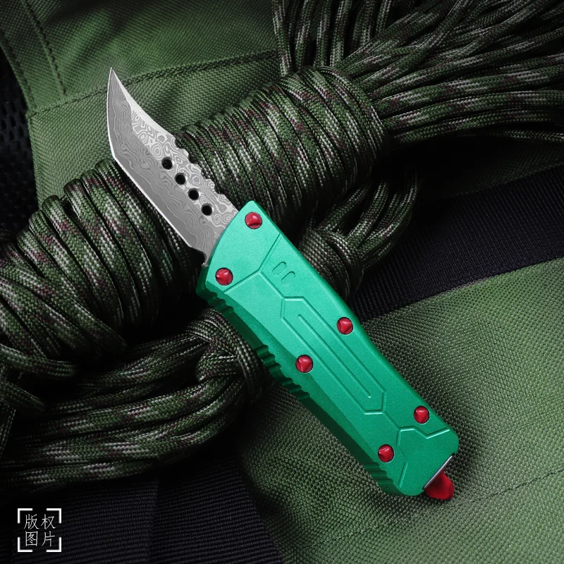 damascus-blade-bounty-hunter-troodon-m-knives-mini-micro-otf-tech-tactical-pocket-knife-cnc-t6-edc-defense-pocketknife-hellhound