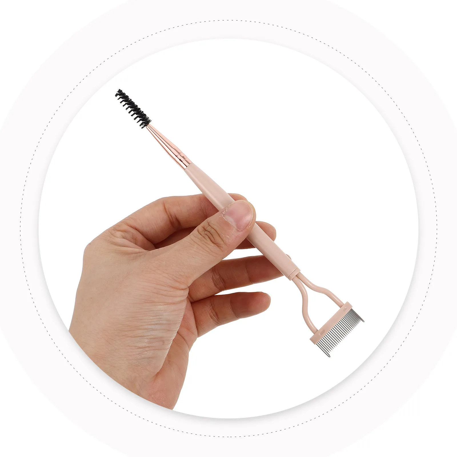 듀얼 헤드 눈썹 및 속눈썹 빗 스테인레스 스틸 바늘 플라스틱 손잡이 메이크업 그루밍 도구 휴대용 속눈썹 분리기 브로우