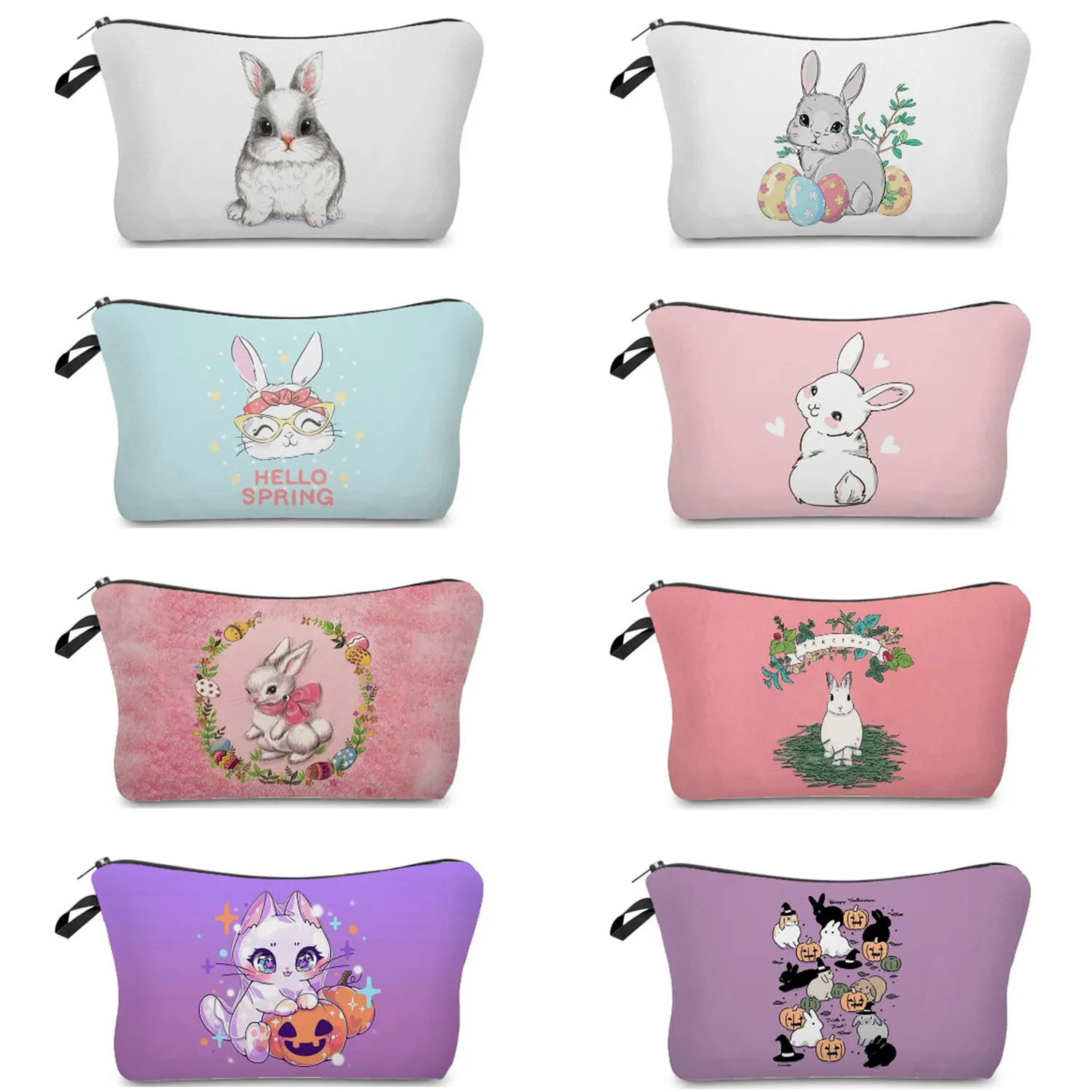 

Travel Toiletry Bag Cute Rabbit Print Purse Organizer Insert Portable Ladies Outdoor Student Pencil Case Women's Cosmetic Bag
