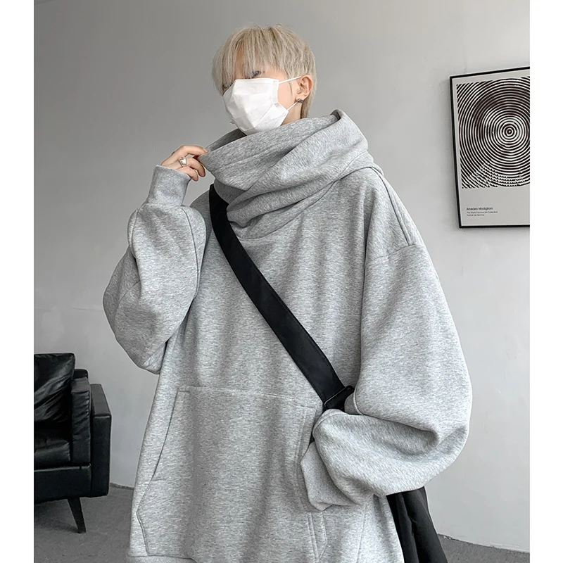 Solid Color Hoodies Plus Size Mens Pullover Hoodie Plain Color Hooded Long Sleeve Sweatshirt with Pockets 8XL 7XL 6XL