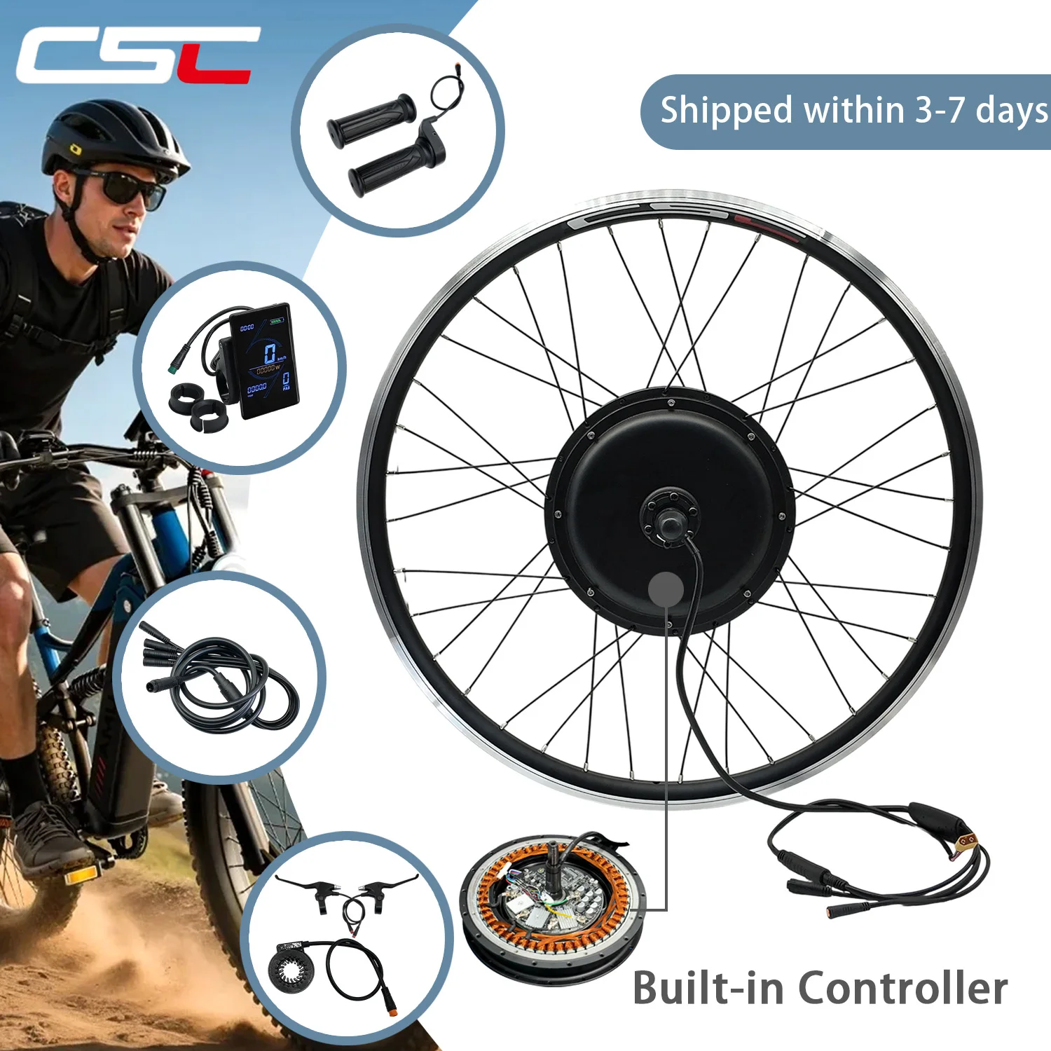 CSC 48V 1500W 전기 자전거 개조 키트 48V 1000W 1500W 내장형 컨트..