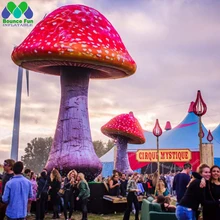 

Customized Double Red Giant Inflatable Mushroom With LED And Blower For Outside Christmas Party Stage Event Decorations