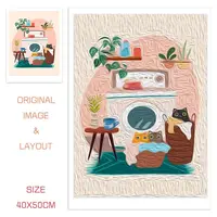 CHENISTORY Paint By Number Black Cat Plant Illustration Drawing On Canvas HandPainted Art Gift DIY Pictures By Number Kits Home 2
