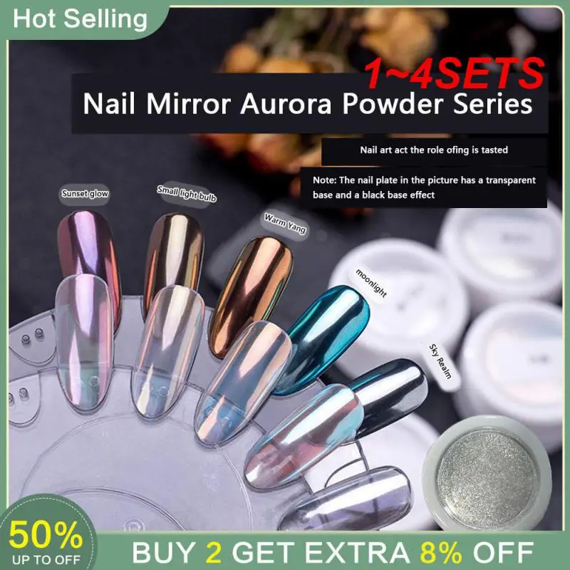

1~4SETS Mirror Powder Widely Used 5options Mirror Flour Nail Glitter Aurora Powder Skin Friendly Sparkling Powder Nail Powder