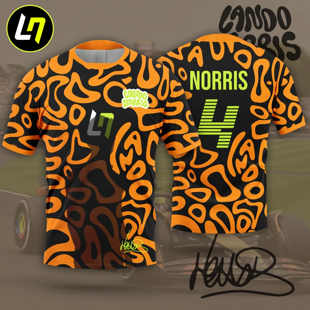 랜도 노리스 LN4 드라이버 팬 어린이 티셔츠 여름 반팔 남아 여아 키즈 티셔츠 2025 스포츠 어린이 의류 상의