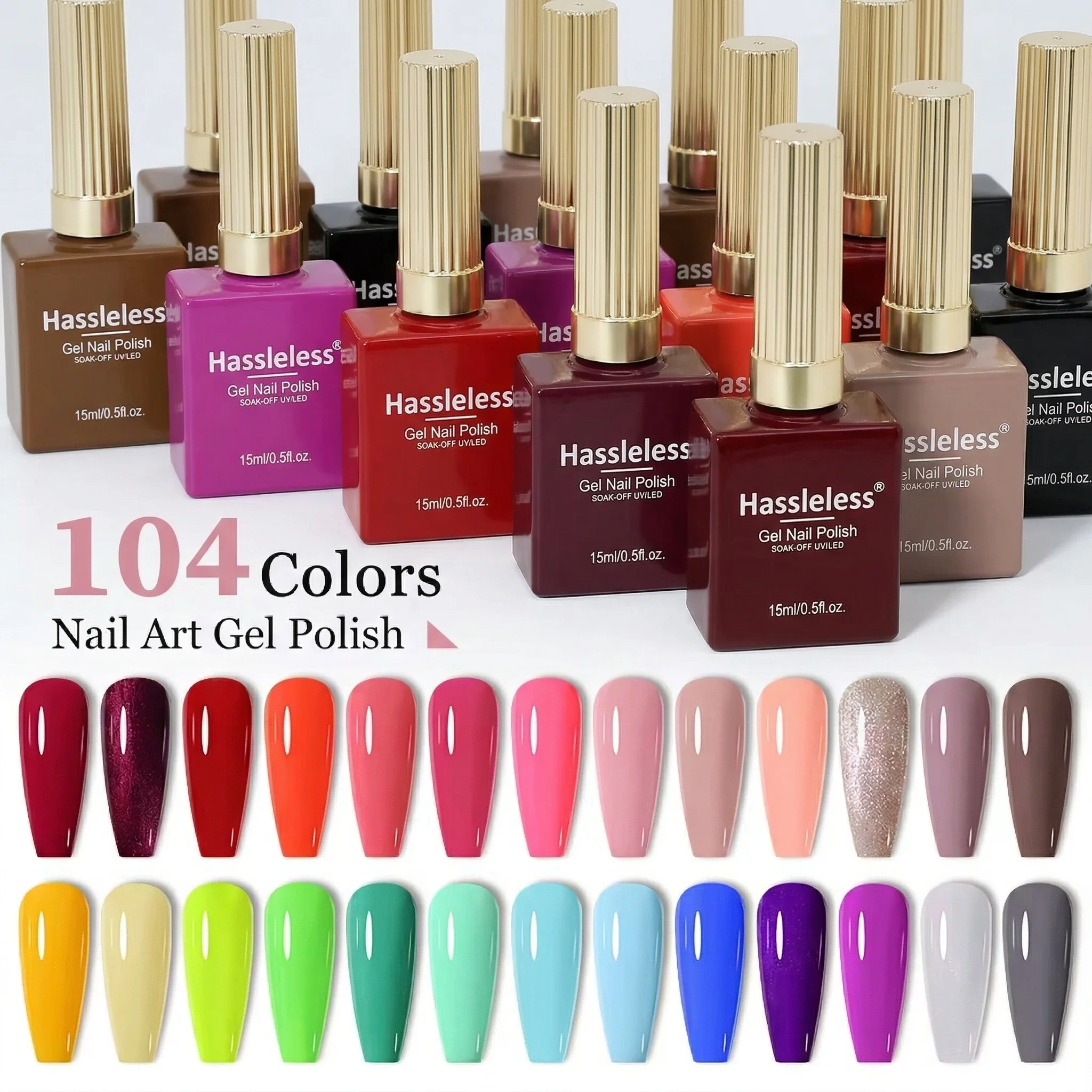 Hassleless 15ml 솔리드 컬러 젤 네일 폴리쉬 ? UV 젤 폴리쉬, 다양한 색상 선택, 모든 계절에 적합, 네일 아트