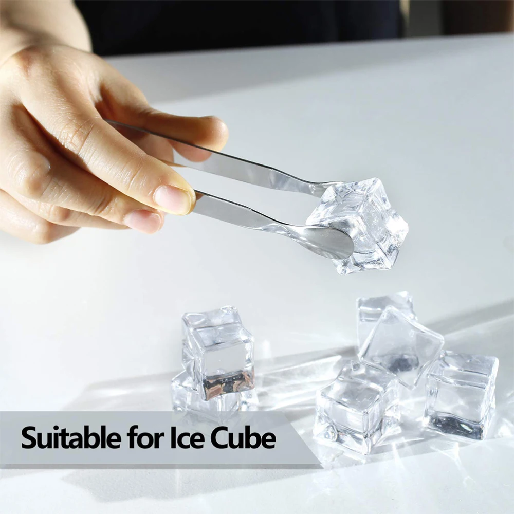 6PCS Ice Cube Tongs Mini Serving Tongs Stainless Steel Ice Clamp Kitchen for Appetizers Sugar Cube