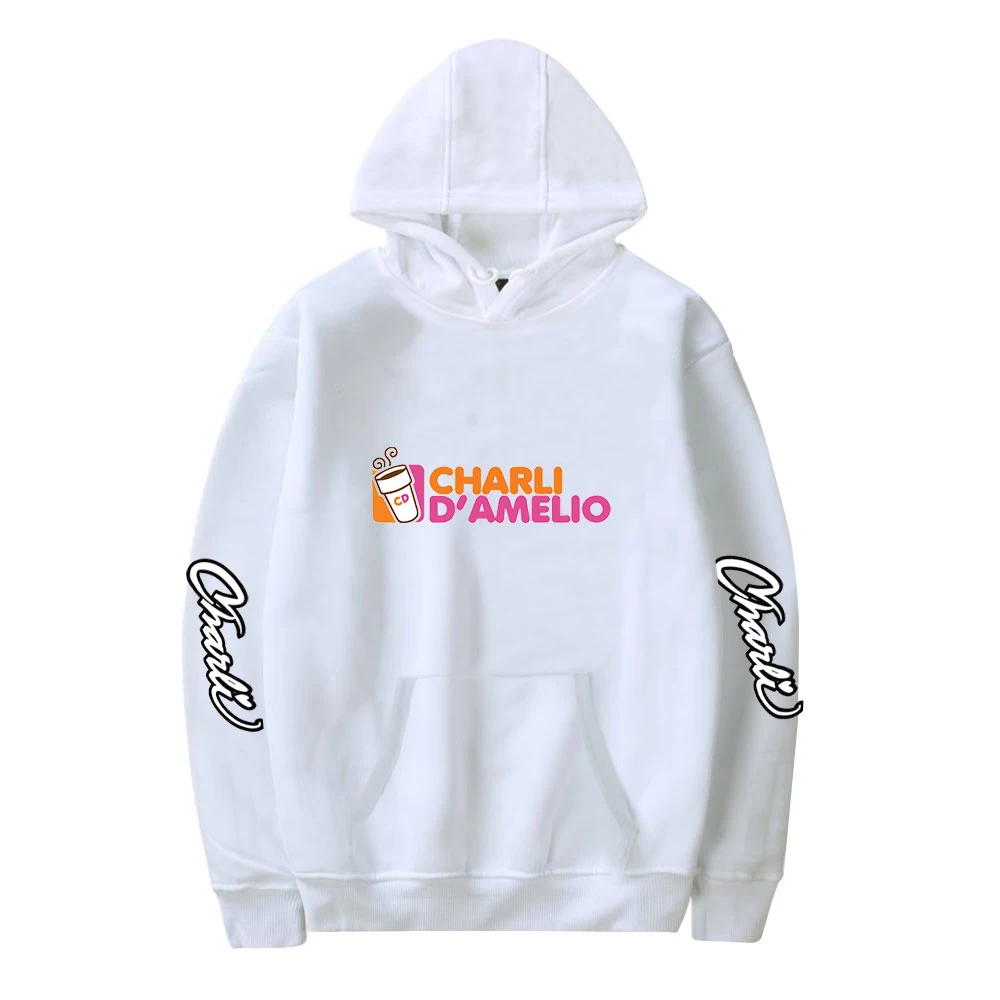 Charli Damelio 남녀공용 클래식 후드티, 오버사이즈 풀오버 운동복, 가을 겨울 스웻셔츠