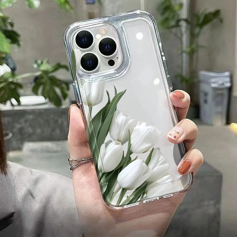 Aesthetic White Tulip Protective Phone Case