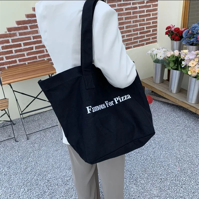 Women Extra Large Canvas Shopping Bag Ladies Special Designer Letters Print Handbags Girl's EcoTotes Students Book Shoulder Bag