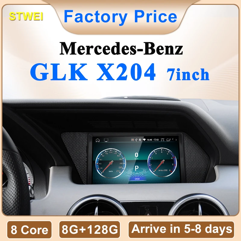 New Factory Price 7inch Android 14 Car Multimedia Players For Mercedes Benz GLK X204 GPS Navigation CarPlay AUTO Bluetooth
