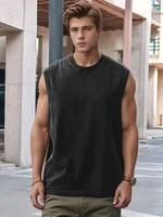 2025 été nouveau coton hommes lavé coton débardeurs Muscle Gym sans manches entraînement t-shirts course plage lâche t-shirts 6
