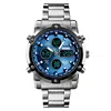 Skmei 3 Time Back Light Display Digital Watches Mens Full Steel Strap Quartz Wristwatch Countdown Clock Relogio Masculino 2