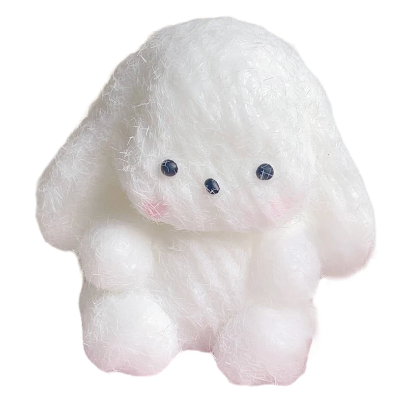 Cute Flocking Bunny Taba Squishy Stress Relief Decompression Toy Squeeze Plush Rabbit Anti Stress Fidget Toy For Adult Kids Gift 6