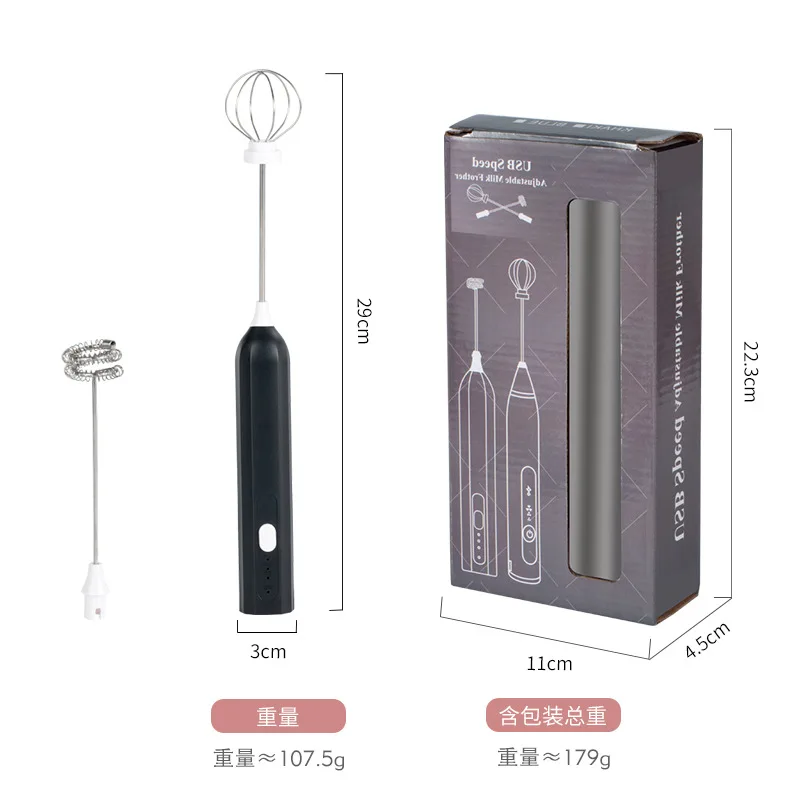 Electric coffee mixer, milk frother, egg beater, 3-speed rechargeable handheld cream mixer, kitchen mixer 6