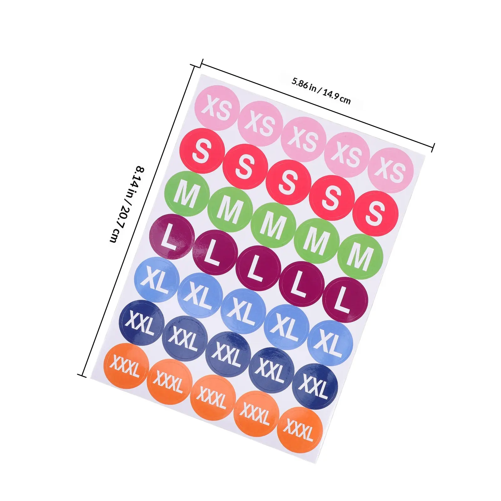 350Pcs 의류 사이즈 라벨 스티커 티셔츠 스웨터 코트 소매 조직용 원형 색상 코드 사이즈 태그