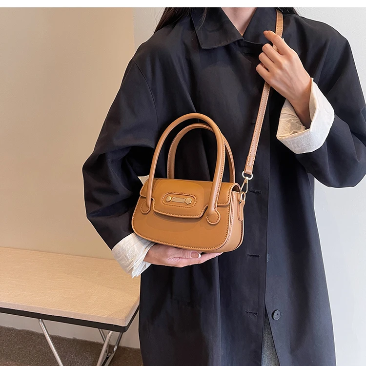 Contract Color PU Leather Shoulder Bags For Women Female New 2023 Trend Winter Fashion Simple Bag Handbag Small Crossbody Bags