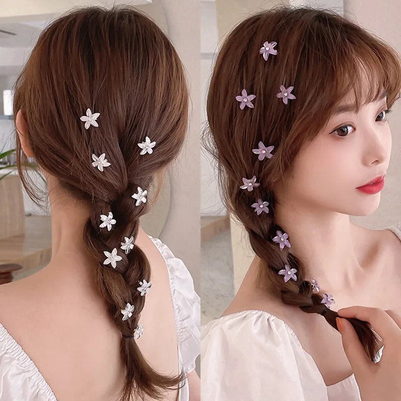 10 Teile/satz Haar Clip Geflochtene Haar Kleine Blume Haar Tasten Haarnadel Mädchen Nette Kopfschmuck Mädchen Mini Haar Klaue Haar Zubehör