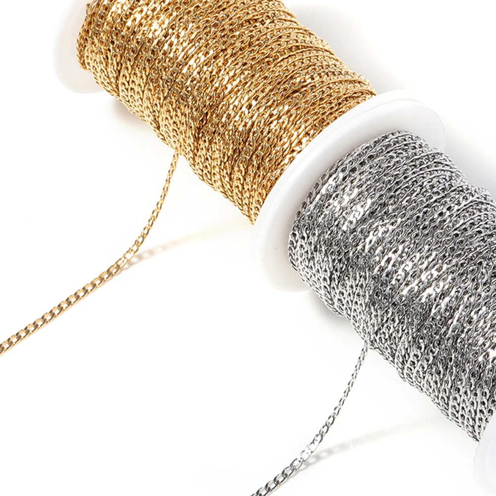 1 Meter 2 Meter 3–7 mm kubanische Gliederketten aus Edelstahl für DIY Halskette Armband Fußkettchen Schmuckherstellung Zubehör – Detail 12