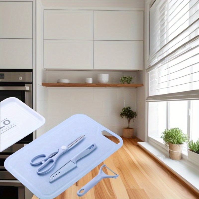 Wheat Straw Cutting Board Set 3 Pieces Non-sliding Multi-surface Kitchen Preparation Wood Vegetable Safety