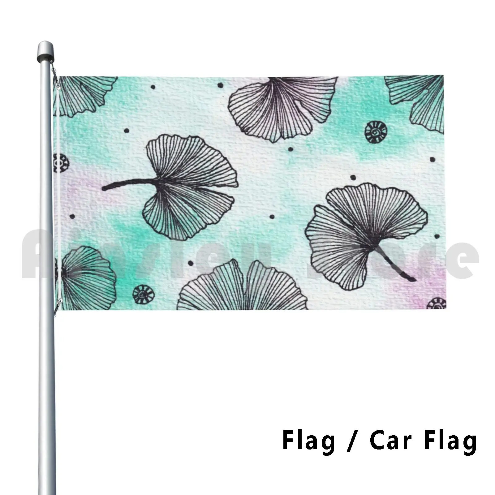 Ginkgo Biloba Leaves On Watercolor Washes Outdoor Decor Flag Car Flag Leaves Ginkgo Leaves Ginkgo Biloba Ginko