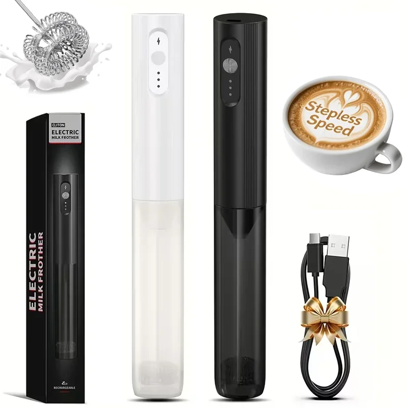 Mousseur à lait électrique sans fil, mini fouet à café, batteur à œufs portable, mélangeur de cuisine, agitateur pour cappuccino et café 1