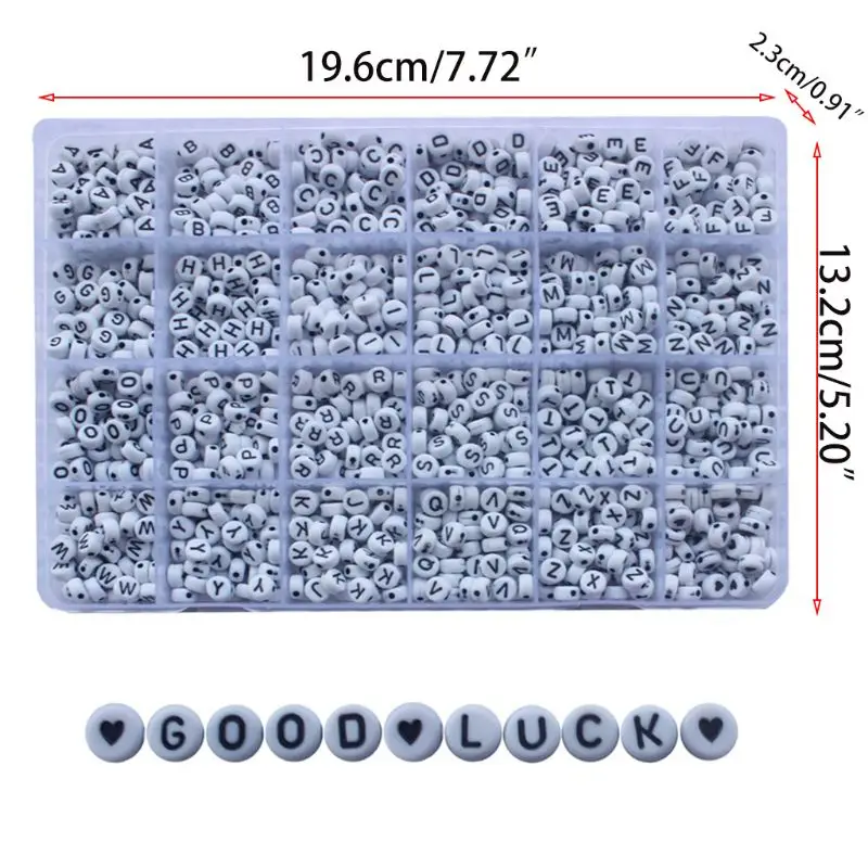 50JB 1200 Uds A-Z letra del alfabeto corazón blanco redondo cuentas acrílicas fabricación joyas DIY