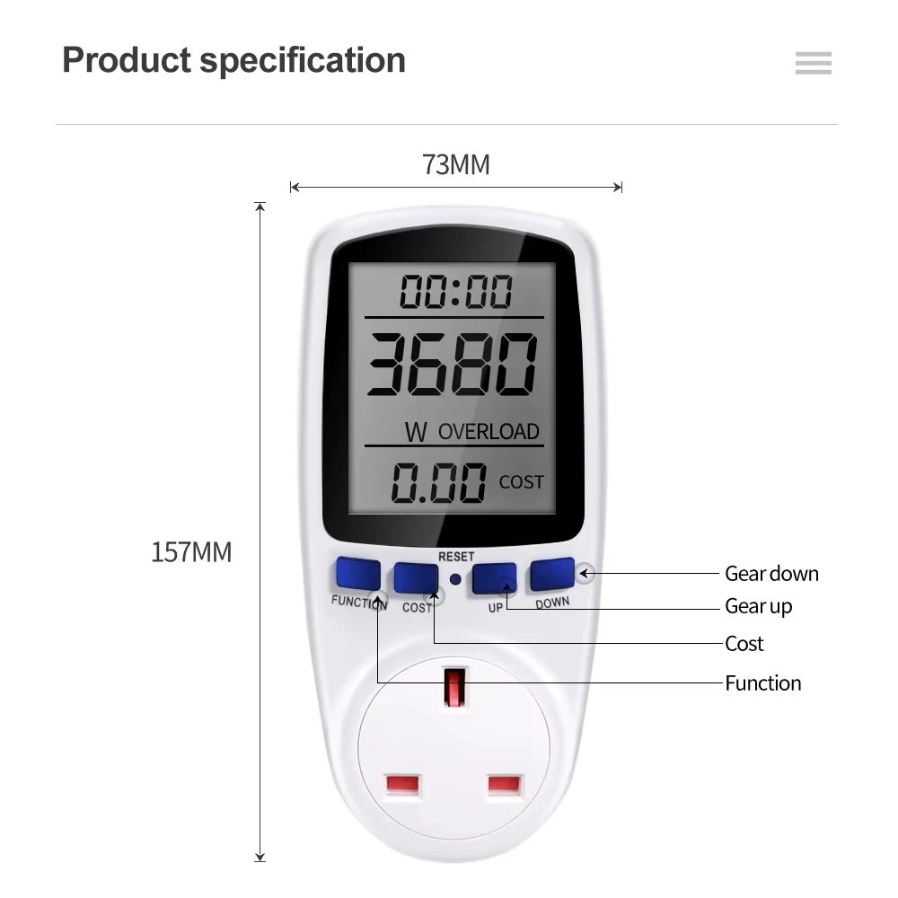AC 220 V EU Stecker Digitale Energie Power Wattmeter Meter Buchse Kwh Watt Spannung Analysator Strom Steckdose Power analysator – Detail 11