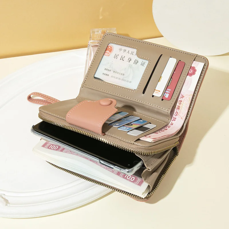 Wallet women's long 2022 new Korean Lingge zero wallet multi card buckle wallet large capacity handbag women