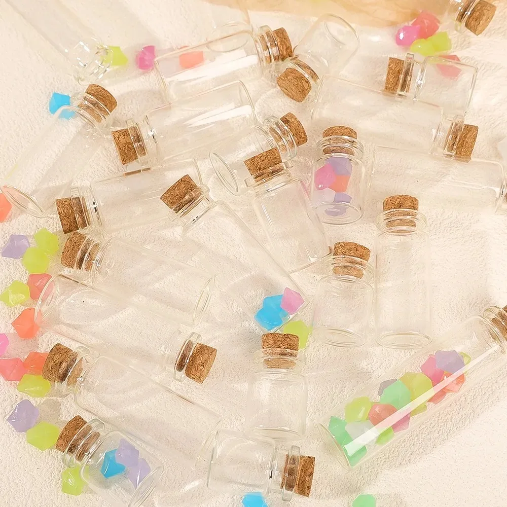 20/10PCS Cork Stopper Glass Bottles DIY Birthday Gift Transparent Empty Message Wishing Bottle Christmas Wedding Party Decor