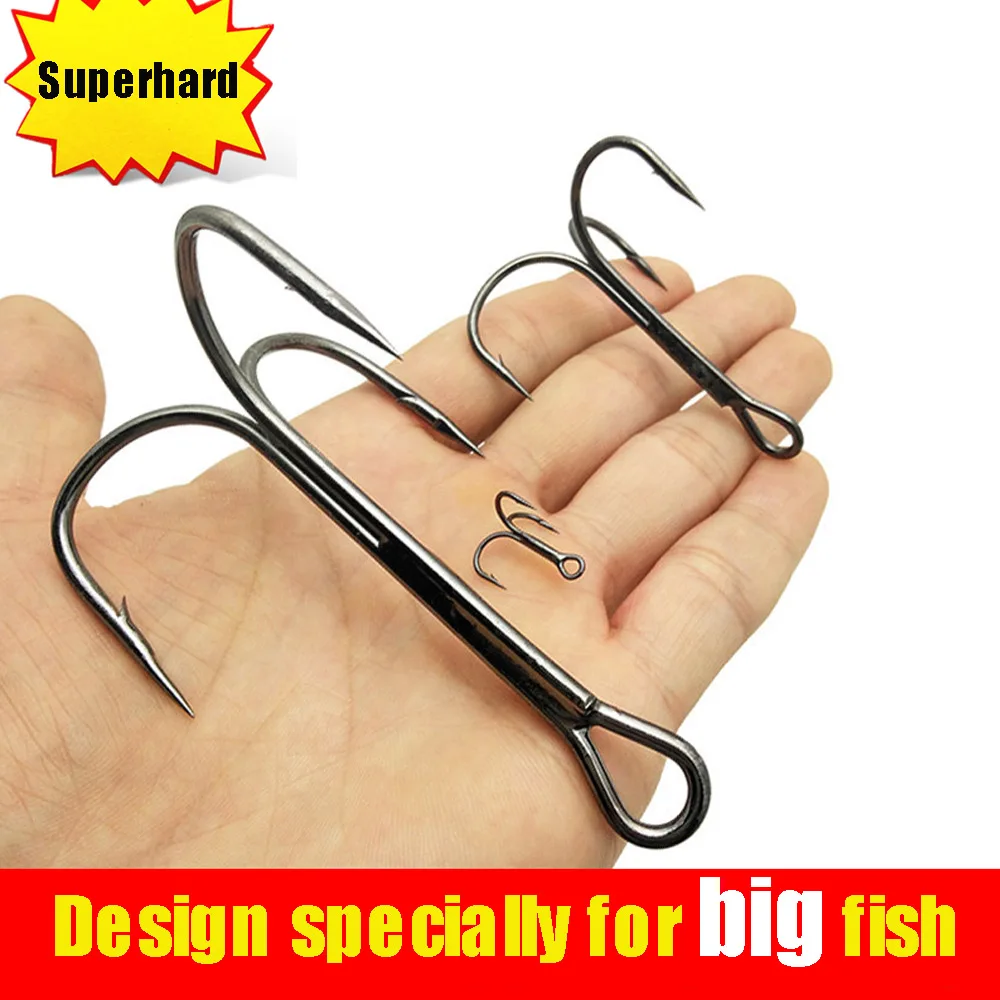 Treble Hook 10#-10/0# Full Size Fishhooks 34PCS/10PCS Super Sharp Strength  Carbon Steel Angle Anchor Sea LAKE Carp Fishing Hooks