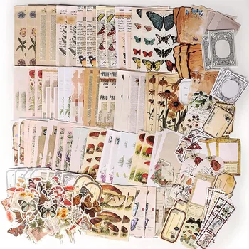 Confezione da 200 pezzi di forniture per album Vintage per pianificatori di diario spazzatura adesivi di carta fai da te confezi