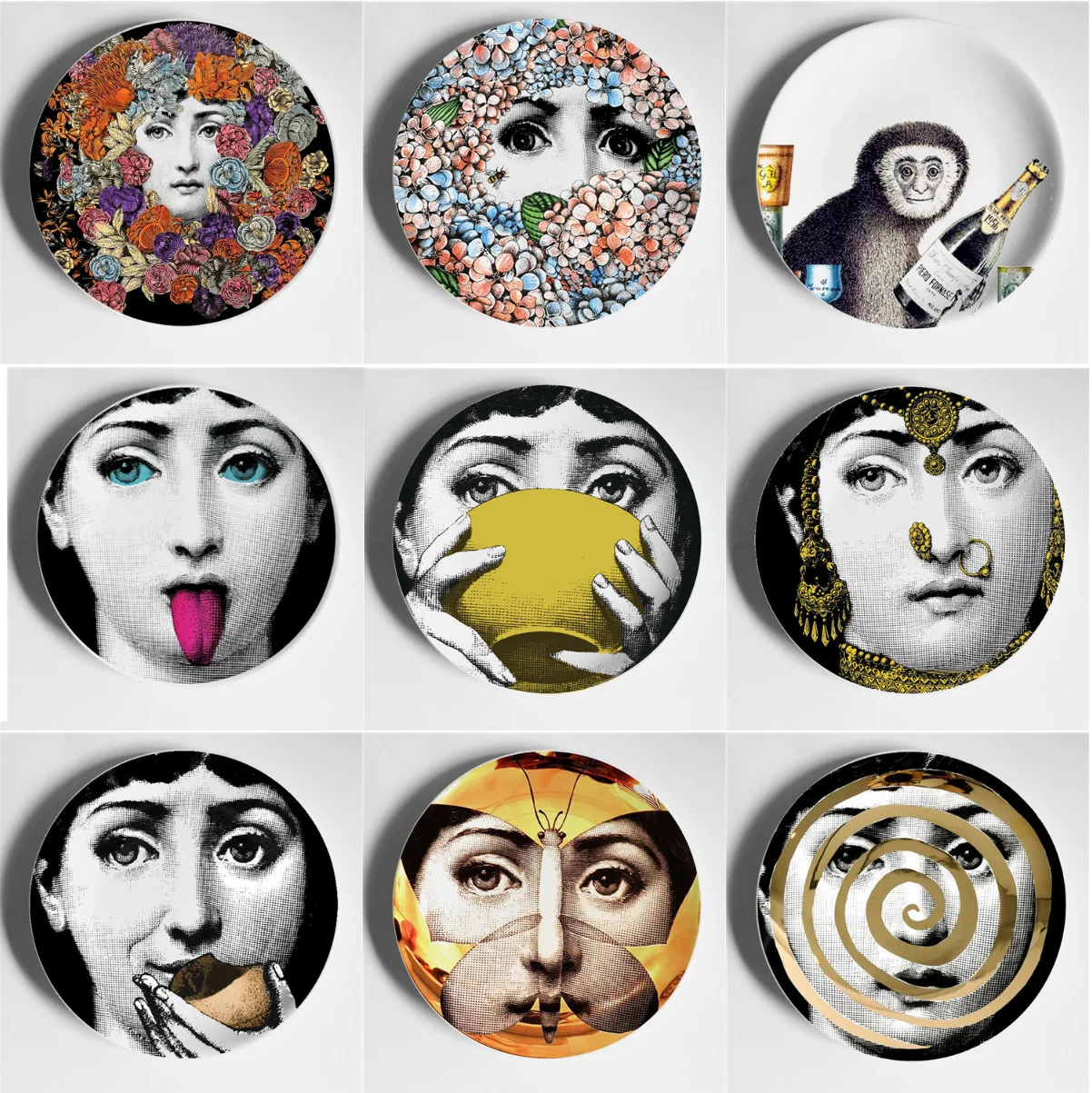 

Lina Cavalieri Plate Decorative Plate Ceramic Wall Decor Lina Cavalieri Wall Plate Tema E Variazioni Art Plate Milan Plate