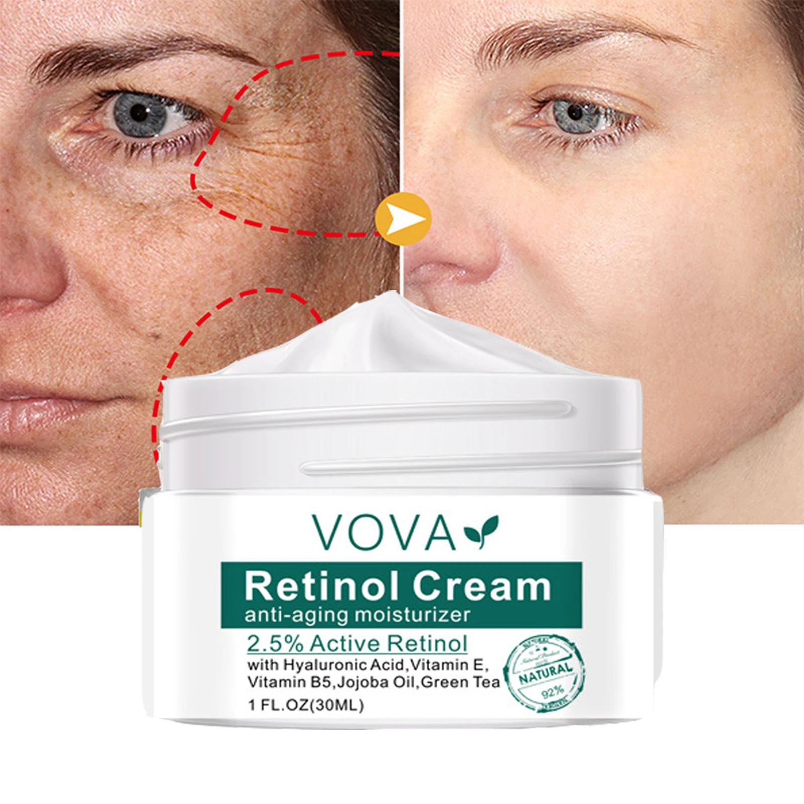 Retinol Lifting Uppstramande ansiktskräm Ta bort rynkor Anti-aging blekna Fina linjer Fuktighetskräm Ljusande hudvård Koreansk_voghion.com