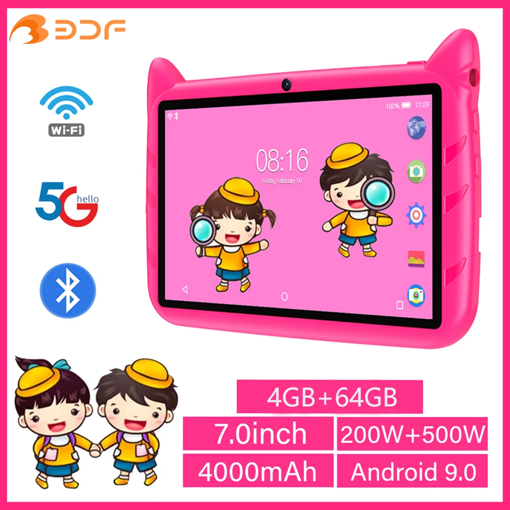 New 5G WiFi 7 Inch Tablet Pc Children's Gift Kids Learning Education Tablets Android 9.0 Quad Core 4GB RAM 64GB ROM Dual Cameras 2017 new 10 inch quad core 3g tablet 2gb ram 16gb rom 1280 800 dual cameras android 6 0 tablet 10 1 inch free shipping