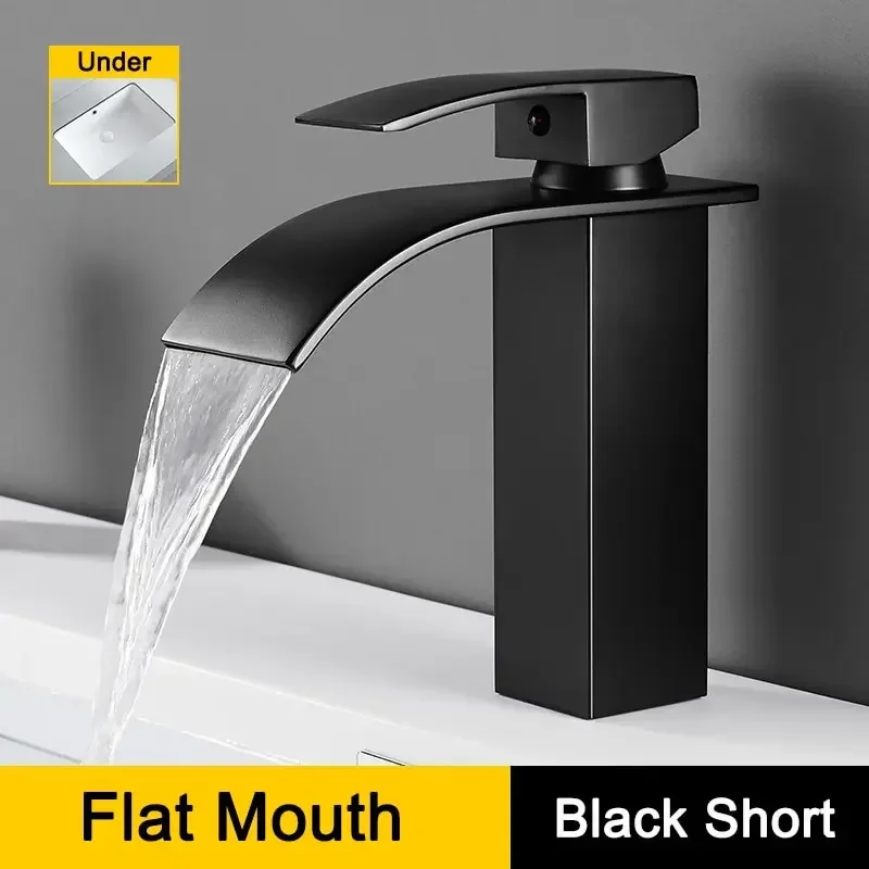 

Tap Basin Brass Mounted Faucets Faucet Washbasin Hot&Cold Bathroom Vanity Bath Mixer Black Faucet Water Sink Waterfall Tap Deck