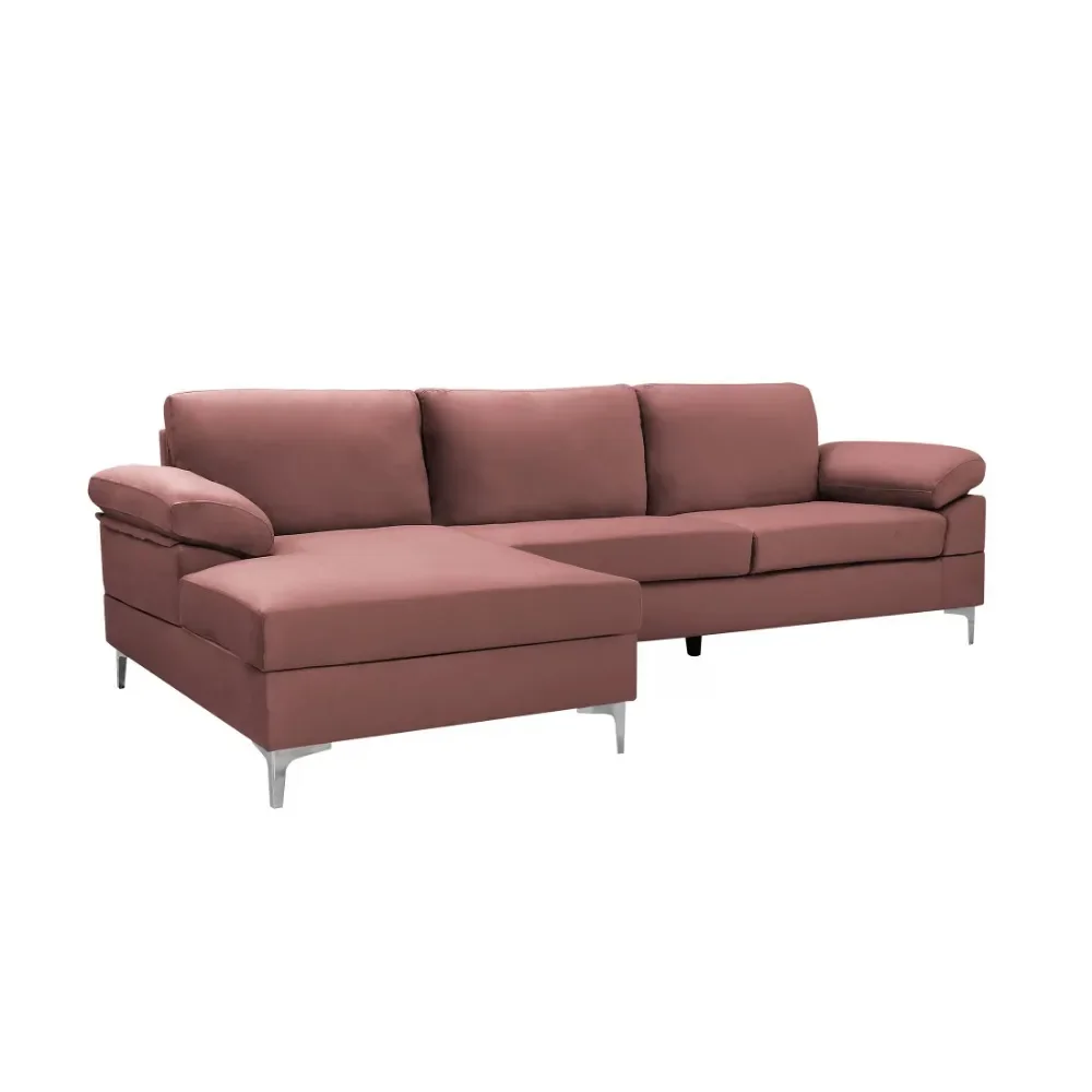 

103" Wide Velvet Sectional Couch With Chaise Black Couch Sectional Sleeper Sofabed Nordic Lazy Sofa Luxury Bedroom Set Furniture