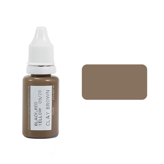 15ml Tattoo Ink Set Permanent Makeup Eyebrow Lips Eye Line Tattoo Color Microblading Pigment for Body Beauty Tattoo Art Supplies Clay Brown