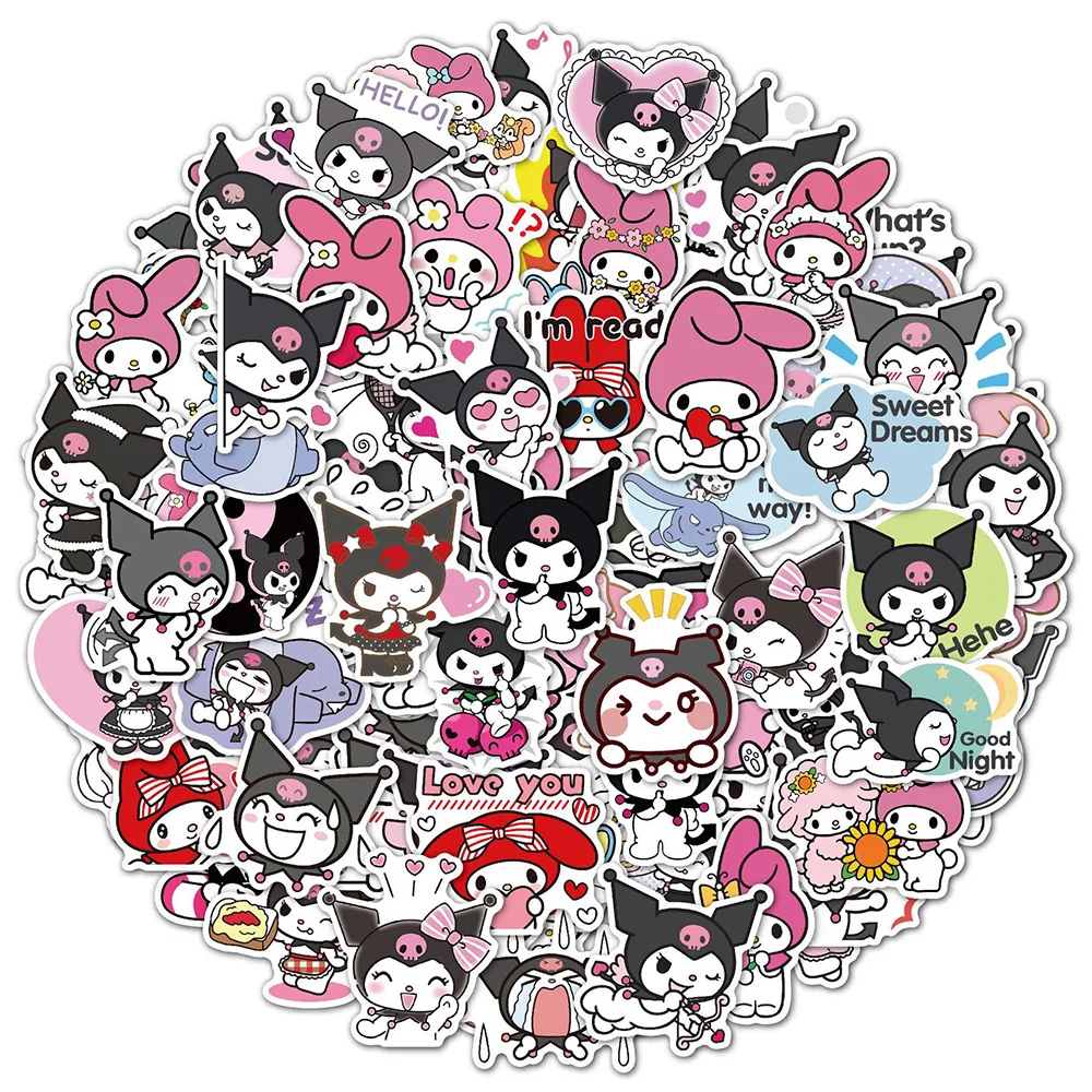 

10/30/50/100pcs Kawaii Kuromi Melody Cartoon Stickers Cute Sanrio Series Anime Kids Sticker Toy Phone Diary Water Bottle Decals